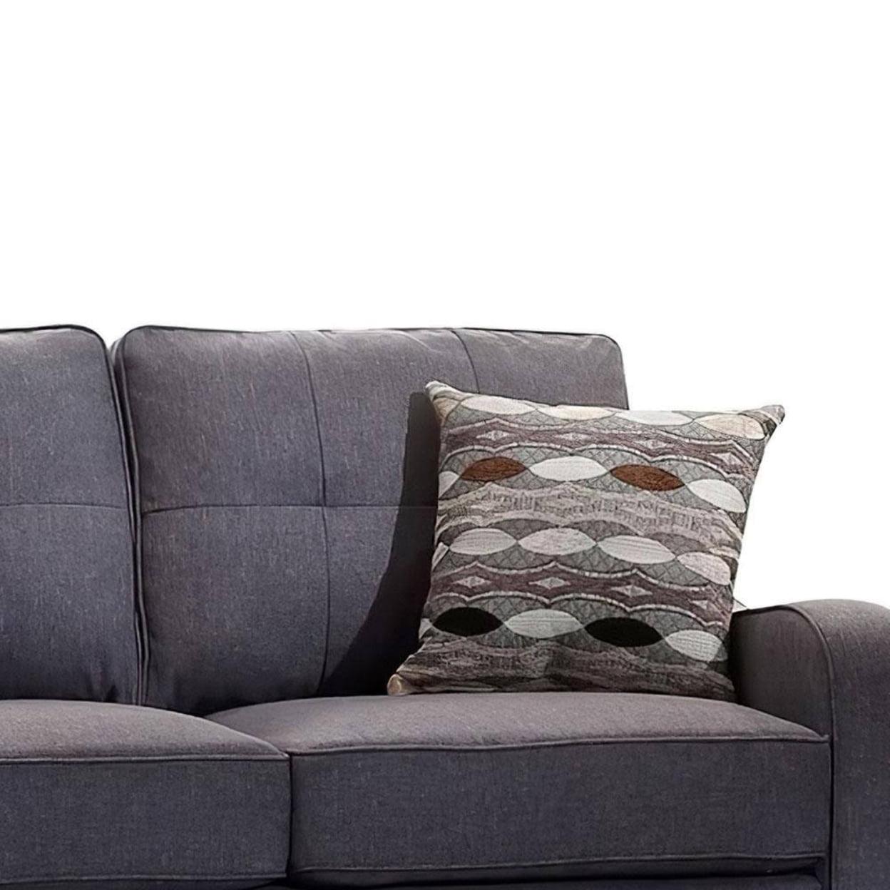 Acme Fabric Upholstered Wooden Loveseat with Tapered Feet, Gray- Saltoro Sherpi - Image 4