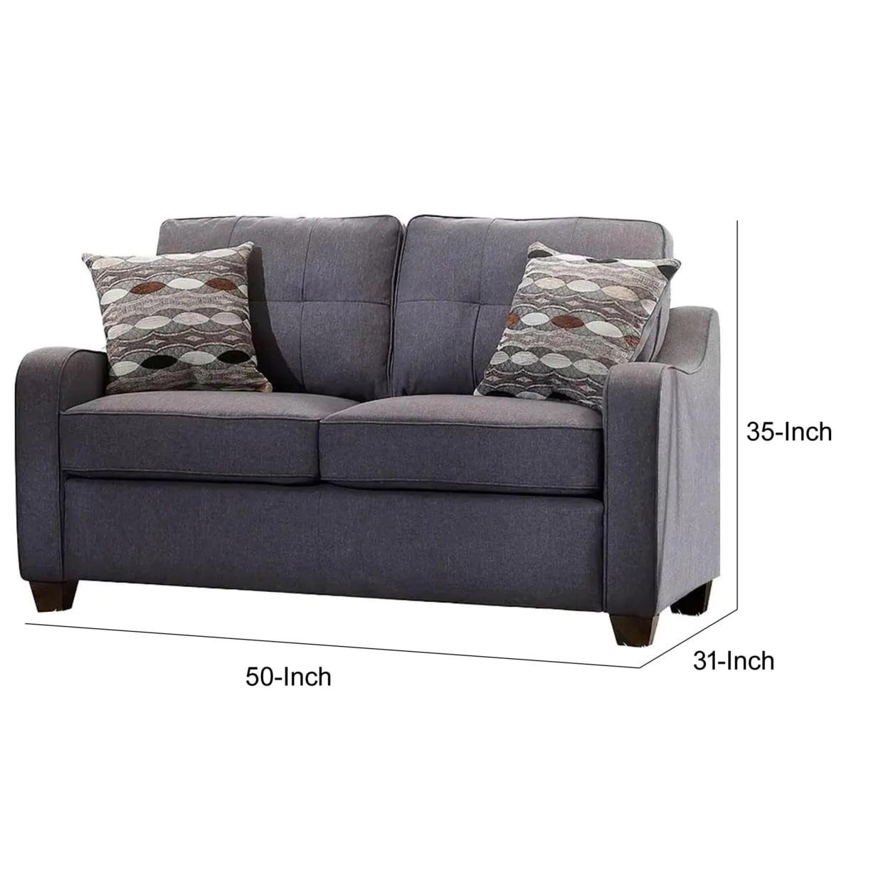 Acme Fabric Upholstered Wooden Loveseat with Tapered Feet, Gray- Saltoro Sherpi - Image 5