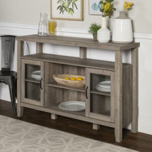 Walker Edison Rustic Glass Door Tall Buffet TV Stand for TVs up to 58", Grey Wash