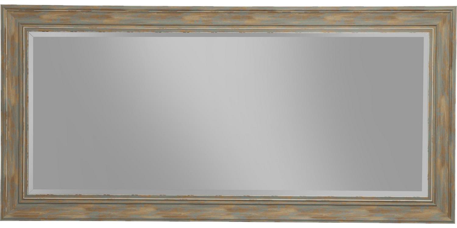 Farmhouse Style Full Length Leaner Mirror With Polystyrene Frame, Blue- Saltoro Sherpi - Image 3