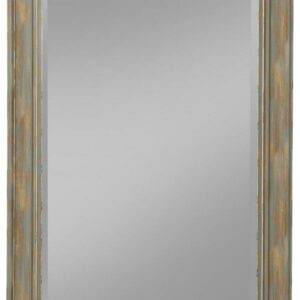 Farmhouse Style Full Length Leaner Mirror With Polystyrene Frame, Blue- Saltoro Sherpi