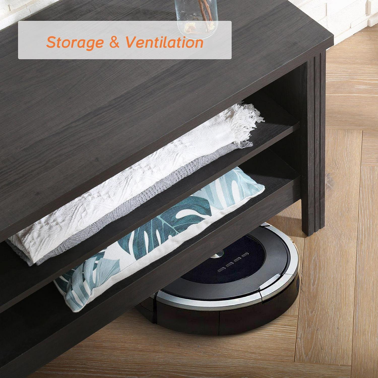 Farmhouse TV Stands for 75 inches Flat Screen Wood Media Console Storage Cabinet Entertainment Center, 70 inches, Black - Image 2