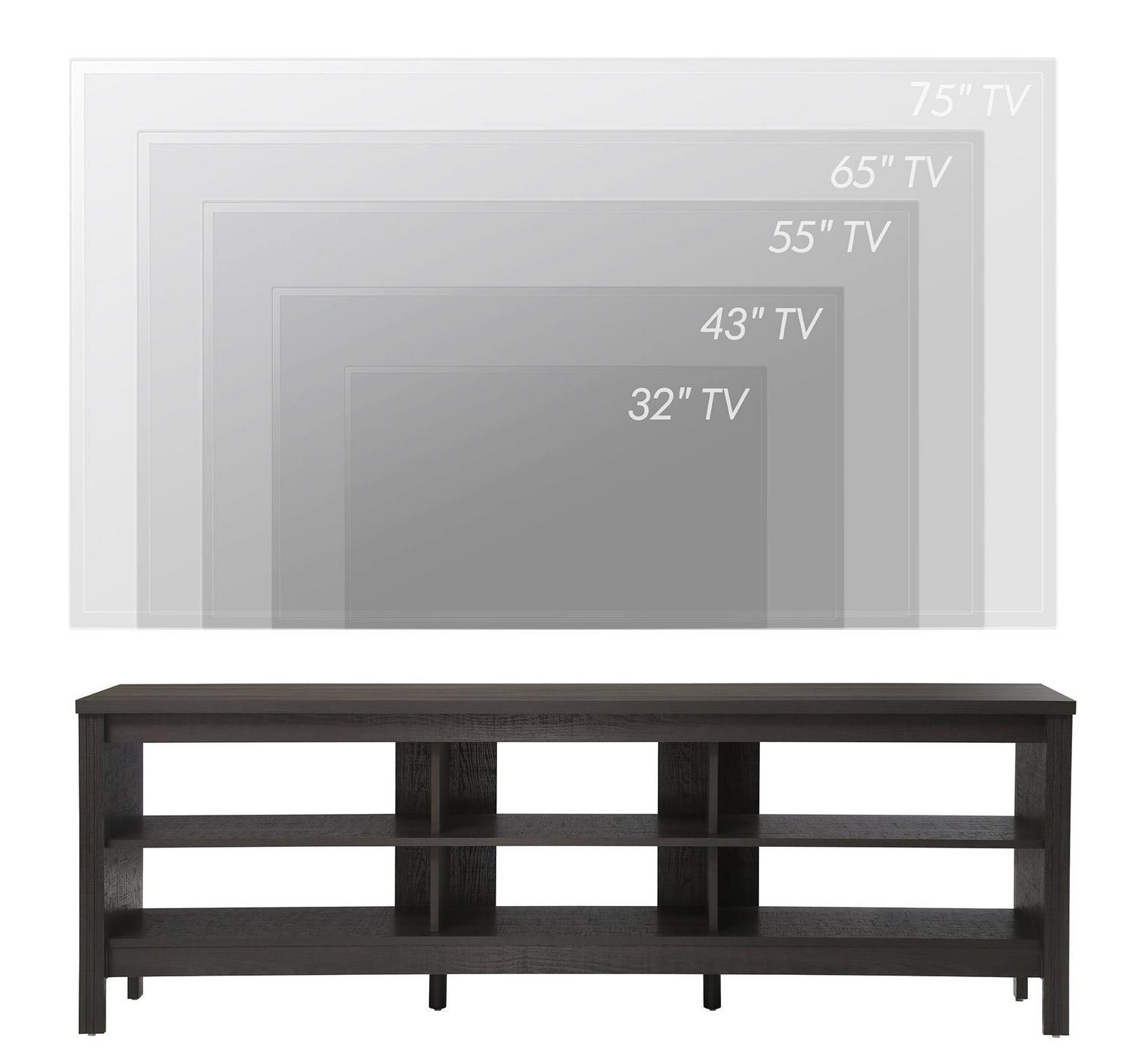 Farmhouse TV Stands for 75 inches Flat Screen Wood Media Console Storage Cabinet Entertainment Center, 70 inches, Black - Image 4