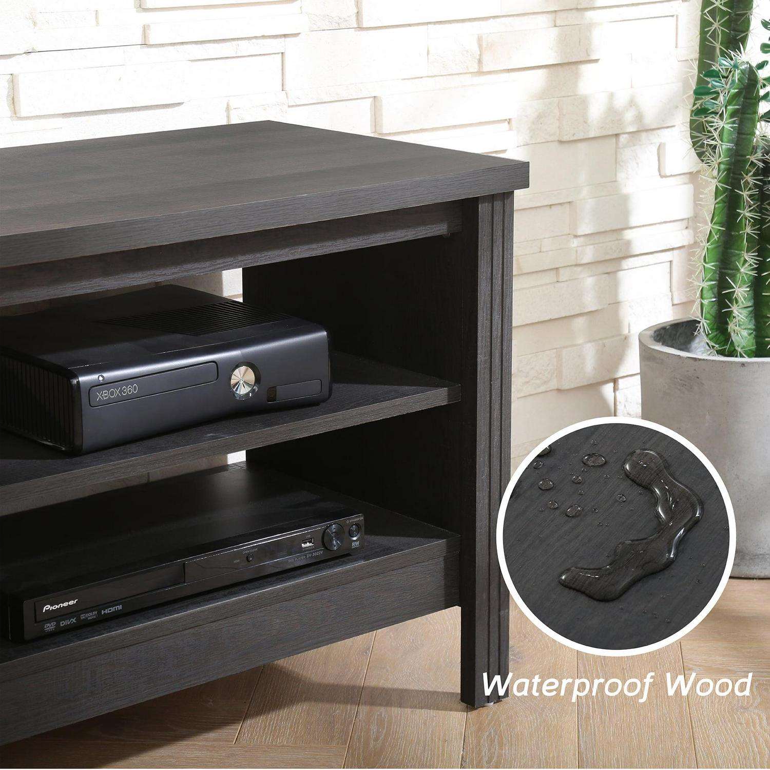 Farmhouse TV Stands for 75 inches Flat Screen Wood Media Console Storage Cabinet Entertainment Center, 70 inches, Black - Image 3