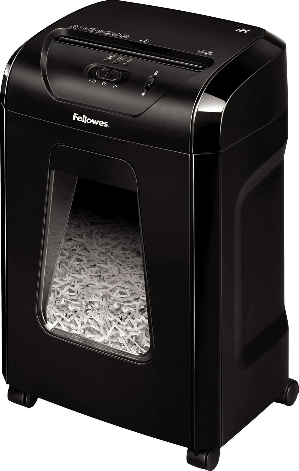 Fellowes Powershred 12 Sheet Cross-Cut Paper Home Office Paper Shredder, 19.50" H x 9.69" W x 13.44" D