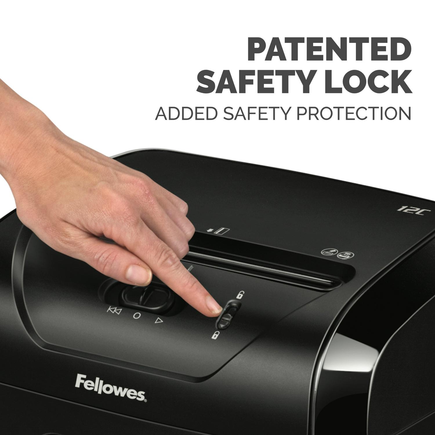 Fellowes Powershred 12 Sheet Cross-Cut Paper Home Office Paper Shredder, 19.50" H x 9.69" W x 13.44" D - Image 3