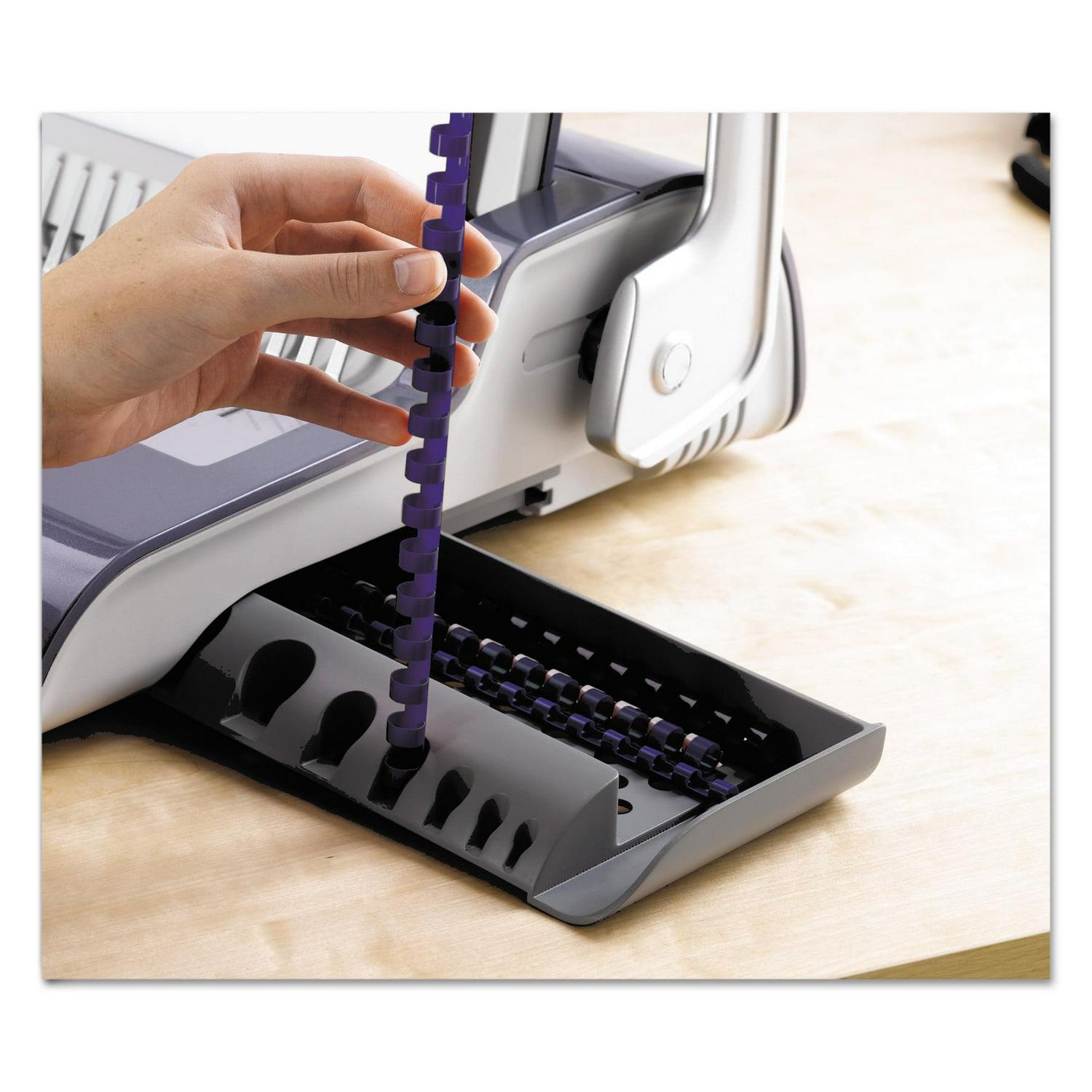 Fellowes Quasar+ 500" Manual Comb Binding Machine, 18-1/8" x 15-3/8" x 5-1/8", Metallic Blue - Image 6