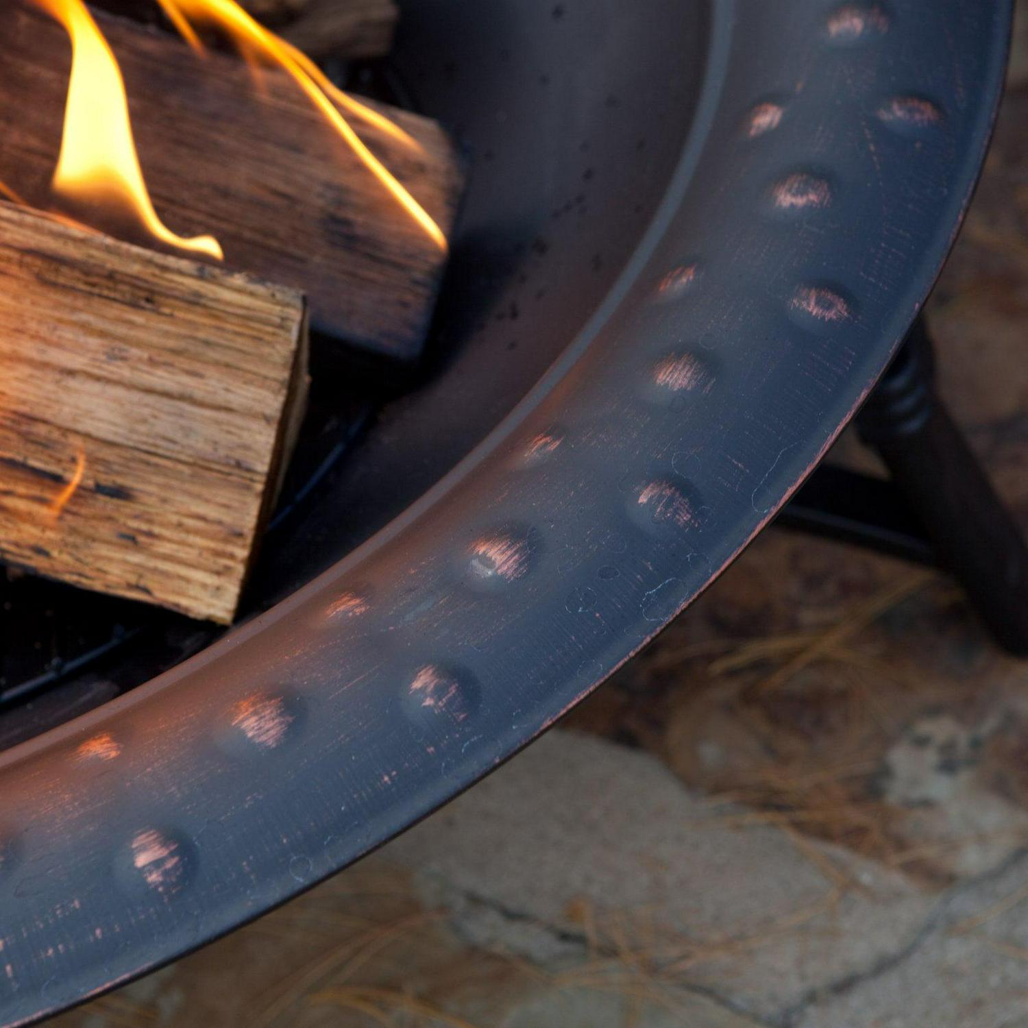 Fire Sense Fire Pit Roman Brushed Painted Steel Legs Wood Burning Lightweight Portable Patio Outdoor Firepit - Image 5