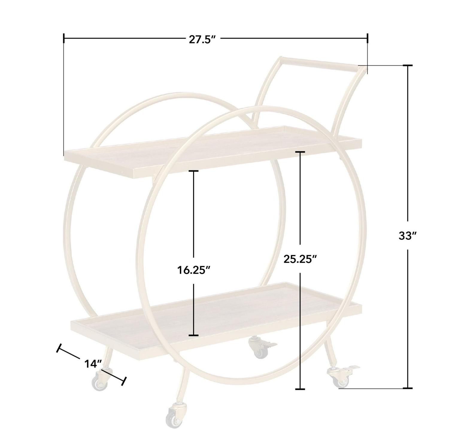 FirsTime & Co. Gold and Brown Odessa Bar Cart, Glam, Metal, 27.5 x 14 x 33 in - Image 5