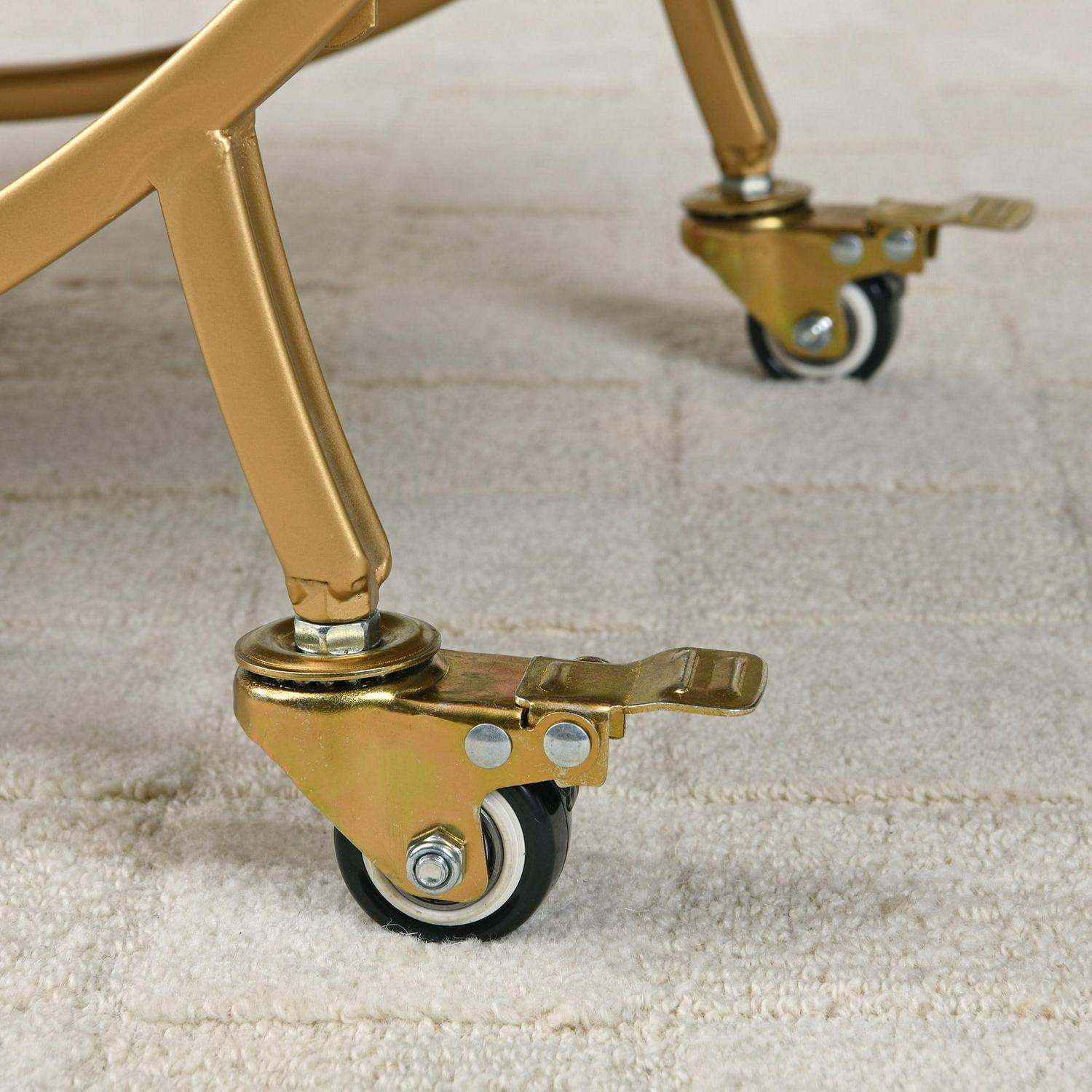 FirsTime & Co. Gold and Brown Odessa Bar Cart, Glam, Metal, 27.5 x 14 x 33 in - Image 4