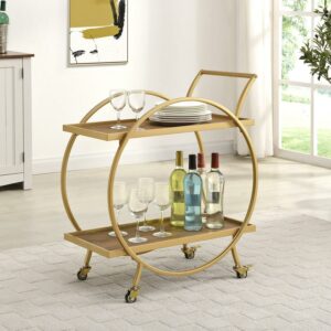 FirsTime & Co. Gold and Brown Odessa Bar Cart, Glam, Metal, 27.5 x 14 x 33 in
