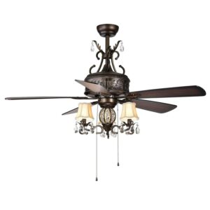 Warehouse of Tiffany Firtha 52” Antique Style Ceiling Fan with 3-Light Fixture