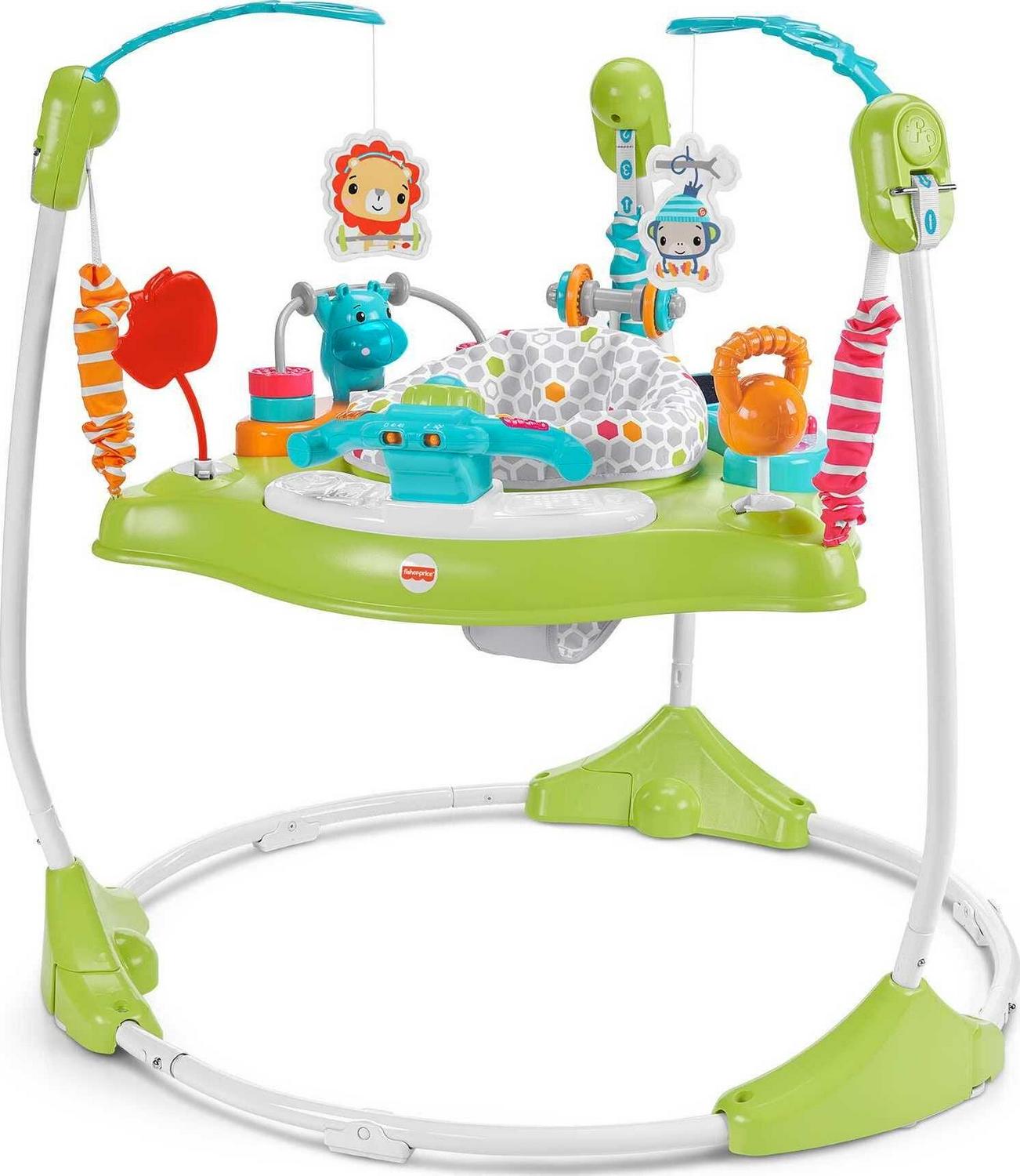 Fisher-Price Baby Bouncer Fitness Fun Folding Jumperoo Infant Activity Center with Lights & Music, Unisex