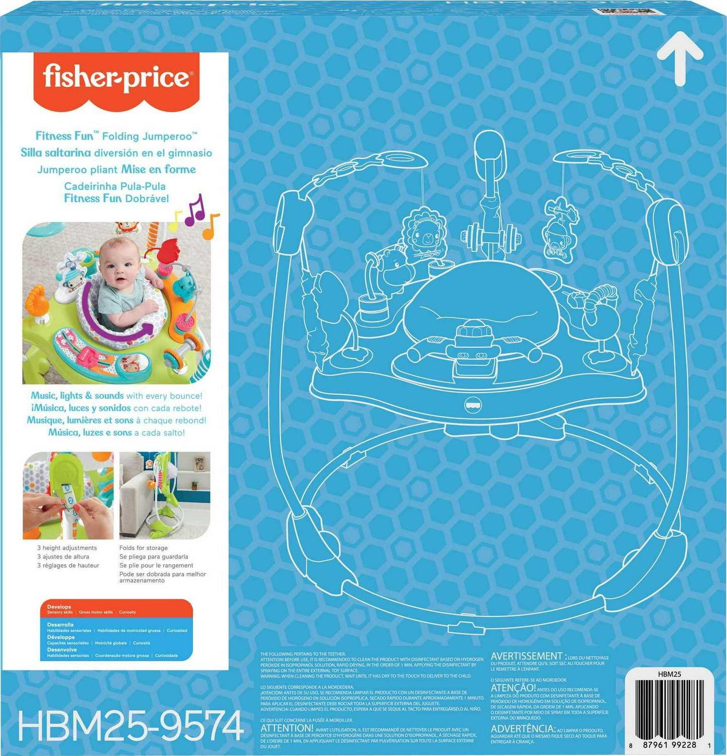 Fisher-Price Baby Bouncer Fitness Fun Folding Jumperoo Infant Activity Center with Lights & Music, Unisex - Image 6