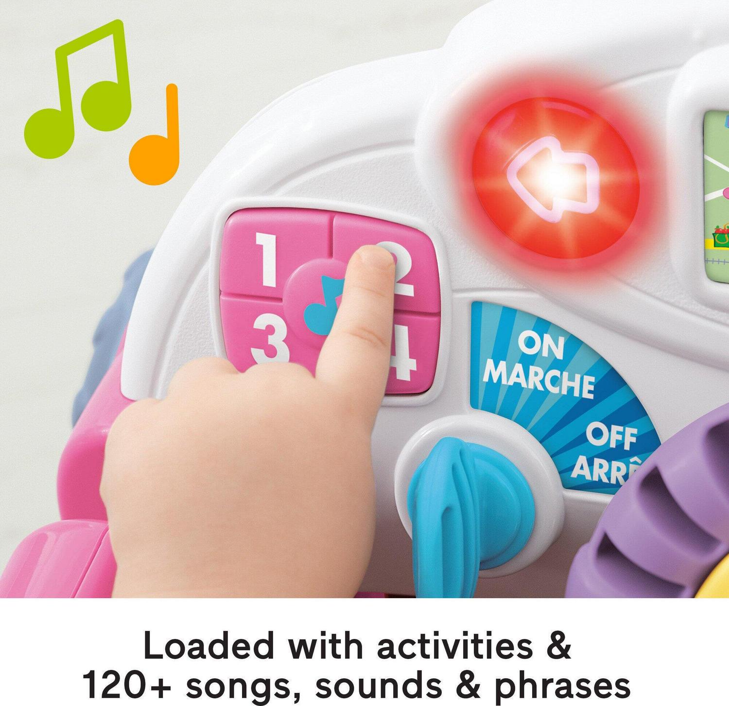 Fisher-Price Laugh & Learn Crawl Around Car, Electronic Learning Toy Activity Center for Baby, Pink - Image 4