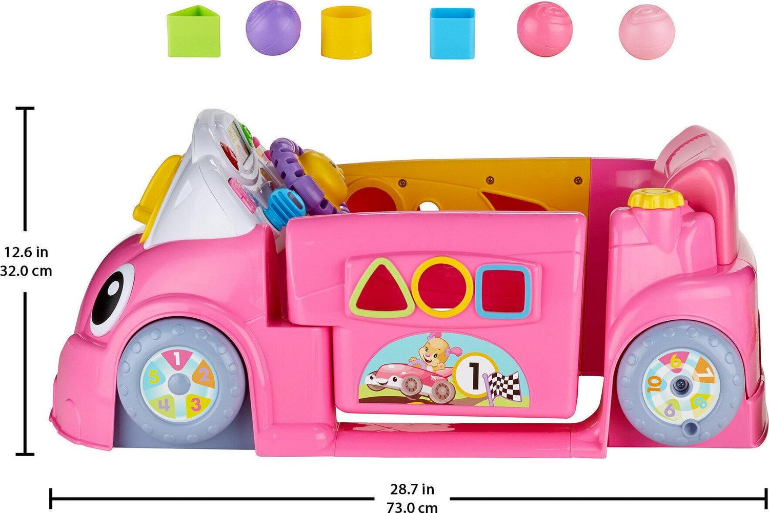 Fisher-Price Laugh & Learn Crawl Around Car, Electronic Learning Toy Activity Center for Baby, Pink - Image 5