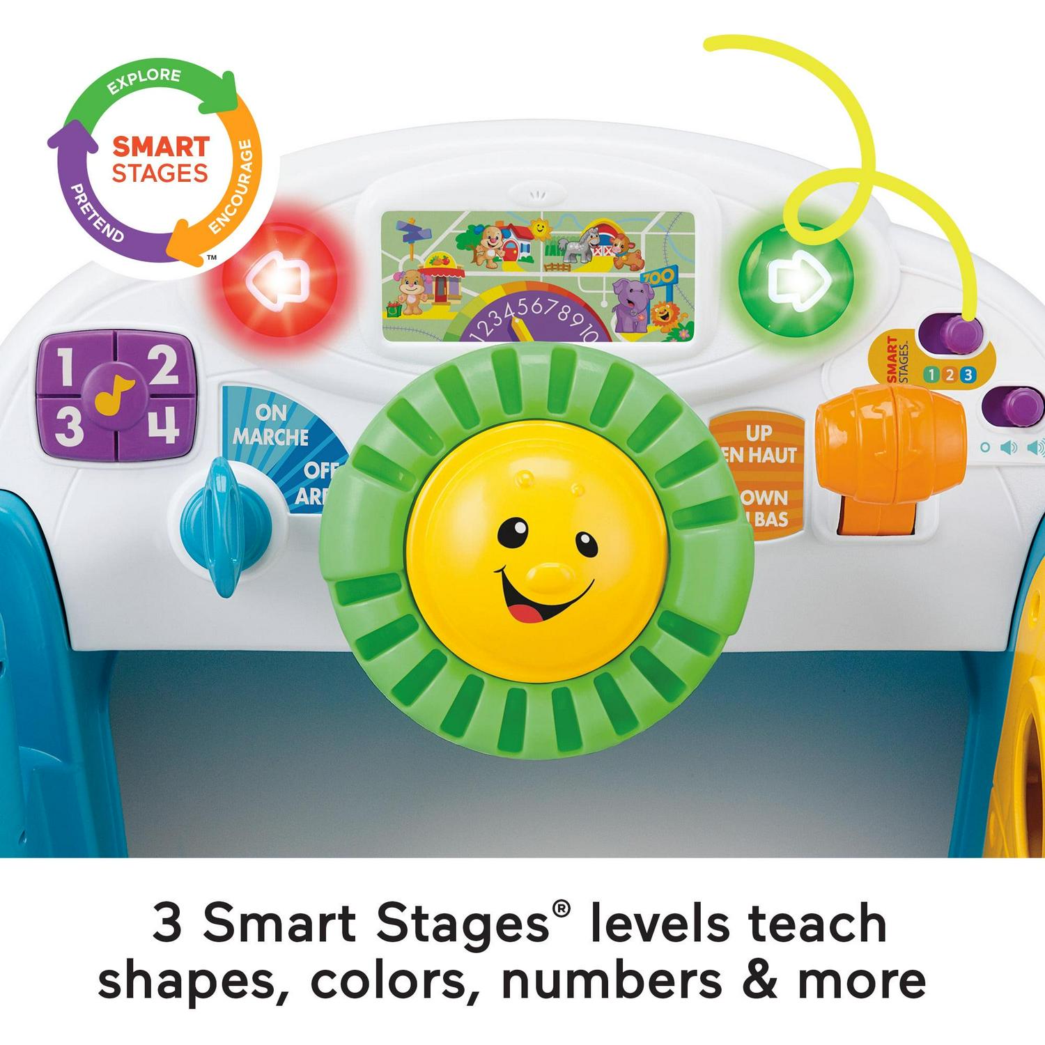 Fisher-Price Laugh & Learn Crawl Around Car, Electronic Learning Toy for Toddler, Blue - Image 3