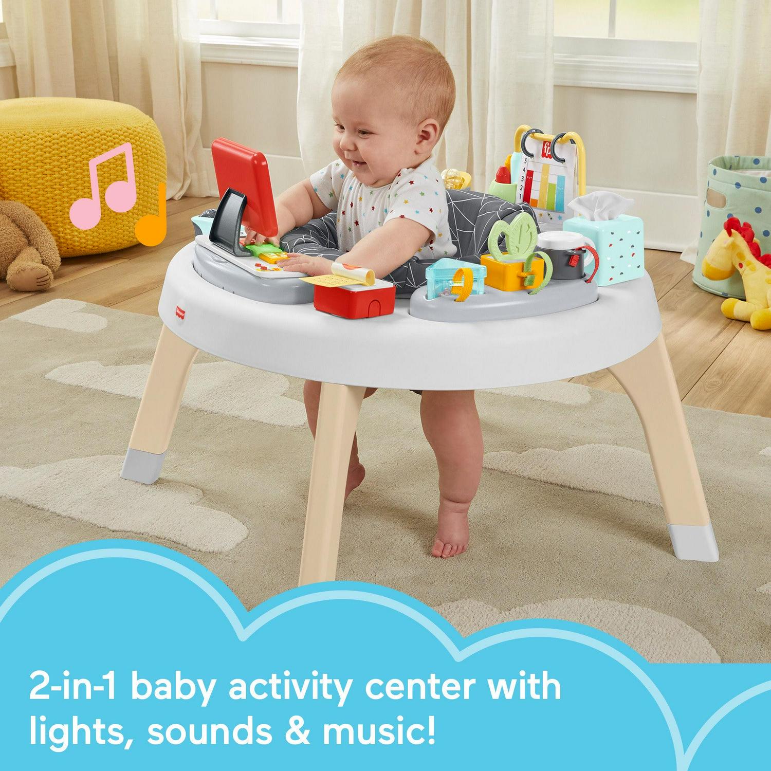 Fisher-Price Learning Toy 2-in-1 Like a Boss Infant Activity Center and Toddler Play Table - Image 2