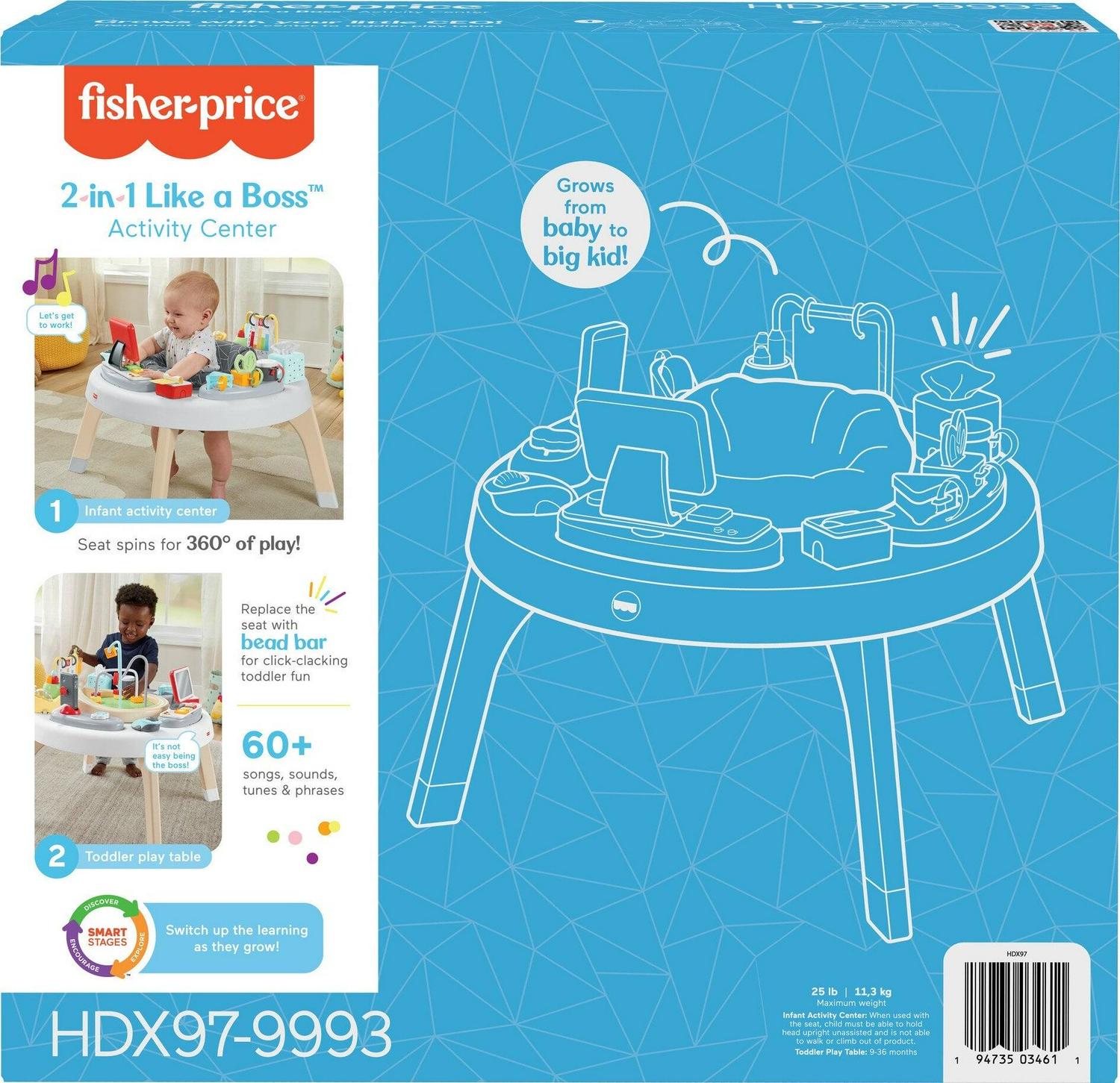 Fisher-Price Learning Toy 2-in-1 Like a Boss Infant Activity Center and Toddler Play Table - Image 5