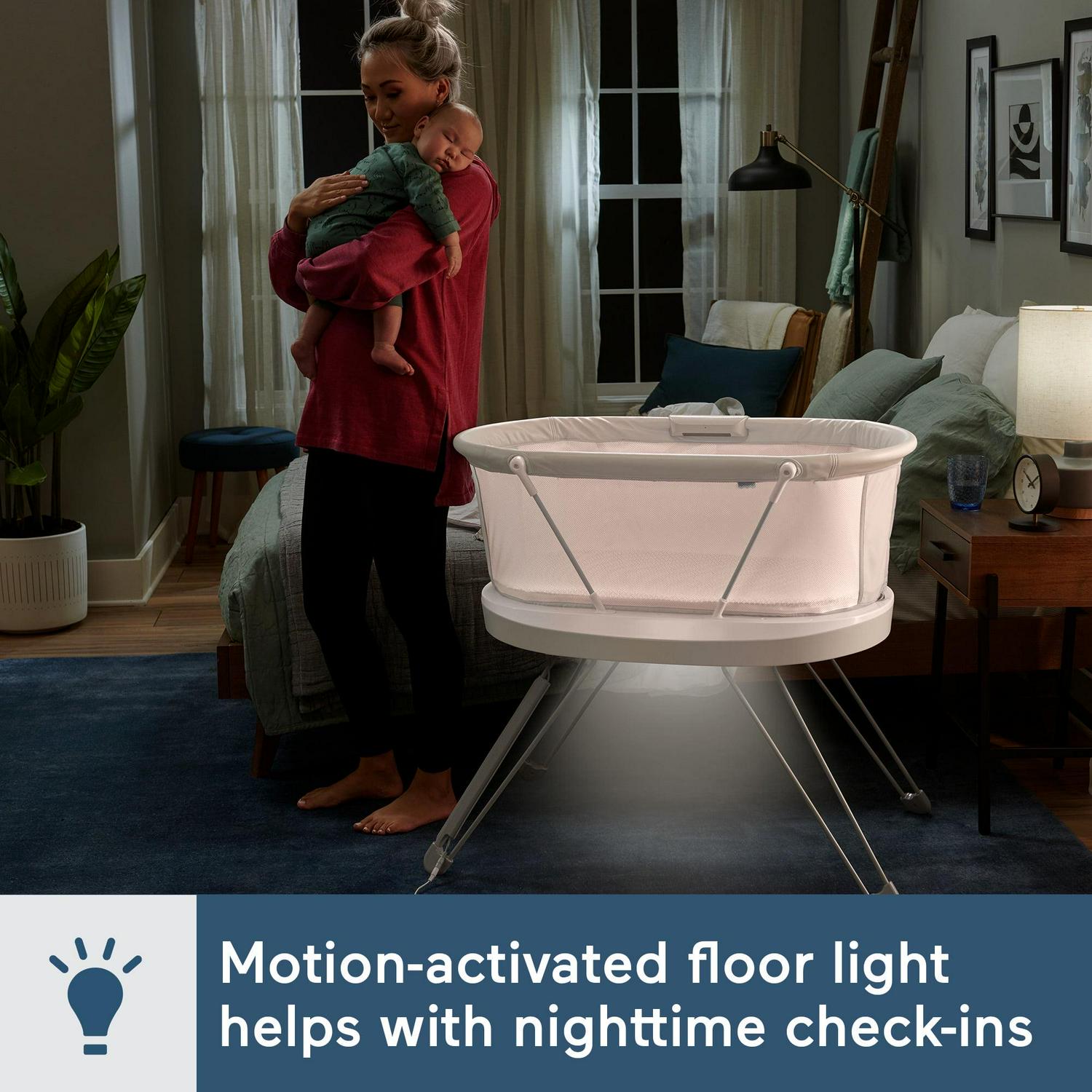 Fisher-Price Luminate Bassinet Infant Bedside Crib with Sound Detection Plus Lights and Music - Image 5