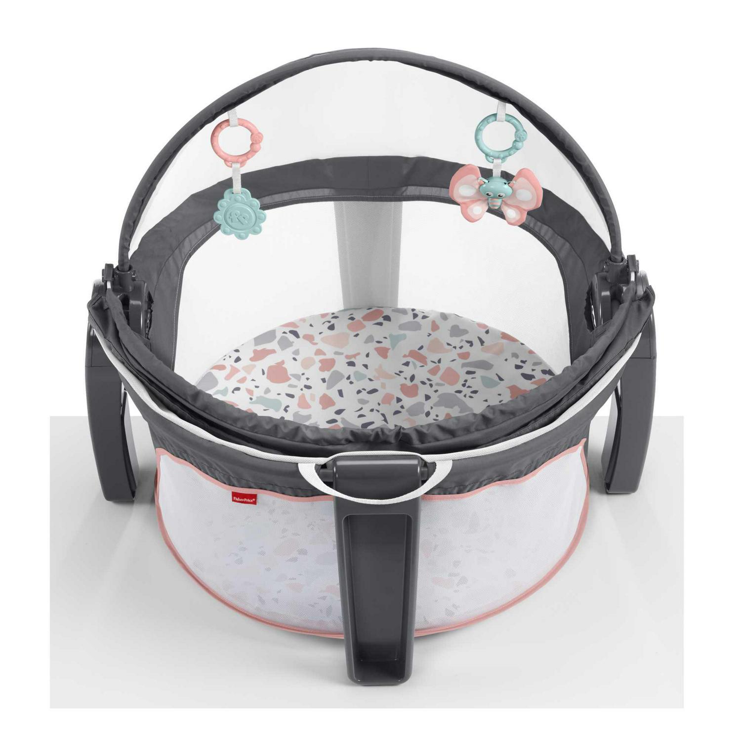 Fisher-Price On-the-Go Infant Dome Portable Bassinet and Play Space for Infants, Pink Pacific Pebble, Unisex - Image 4