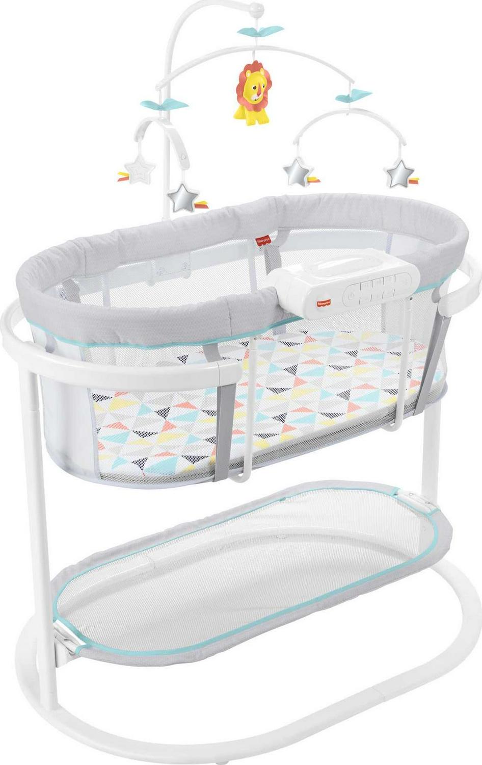 Fisher-Price Soothing Motions Bassinet for Infants with Lights Music & Vibrations, Windmill