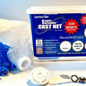 Fitec SS1000 Super Spreader Cast Net, 5' x 3/16" Mesh, Clear, 1 lb Wt