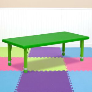 Flash Furniture Wren Rectangular Adjustable Kids Classroom Activity Table, 24"W x 48"L, Green
