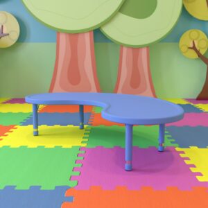 Flash Furniture Half-Moon Plastic Adjustable Kids Preschool Activity Table, 35''W x 65''L, Blue