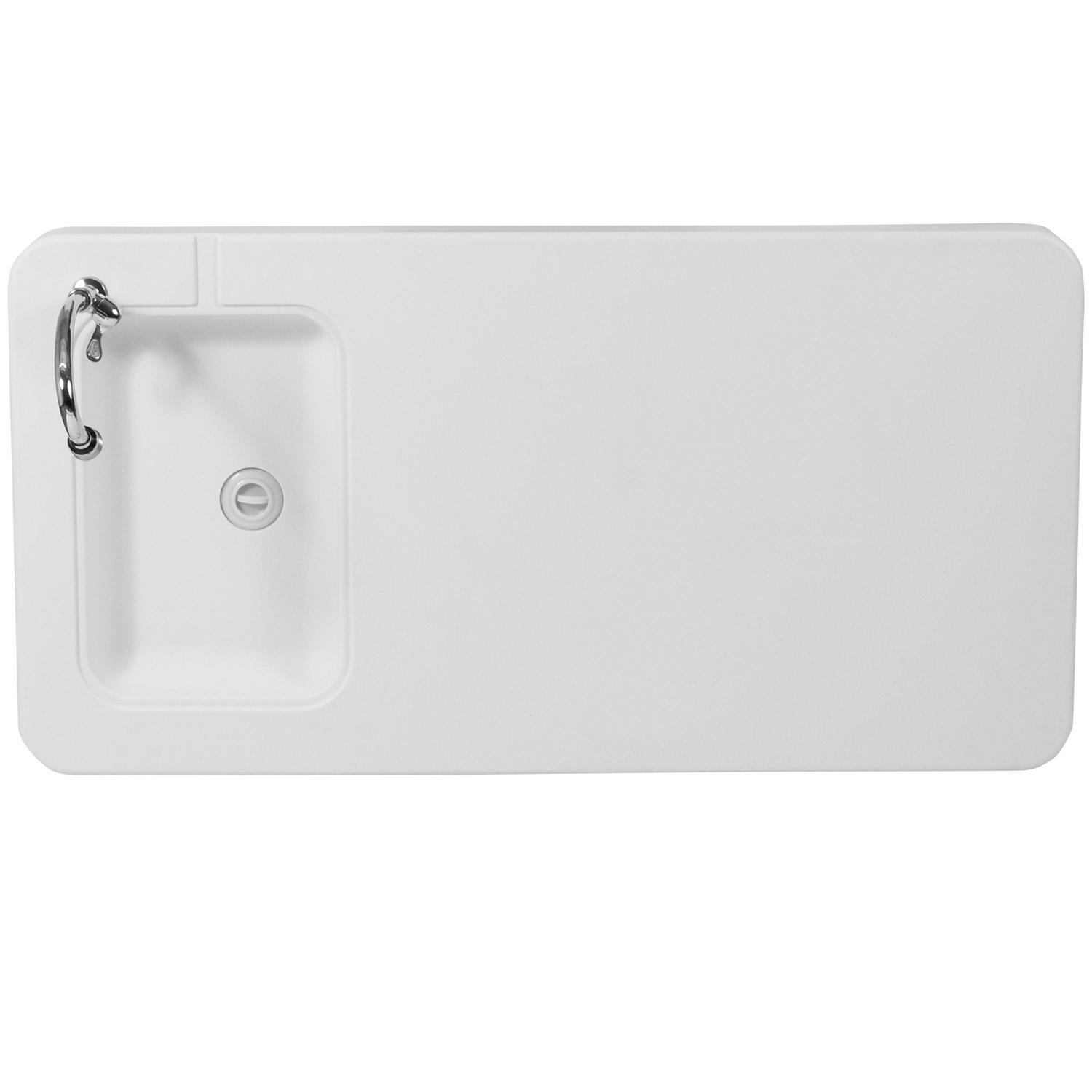 Flash Furniture Wesley 4' Portable Fish Cleaning Table/Folding Camping Table with Sink, White - Image 9