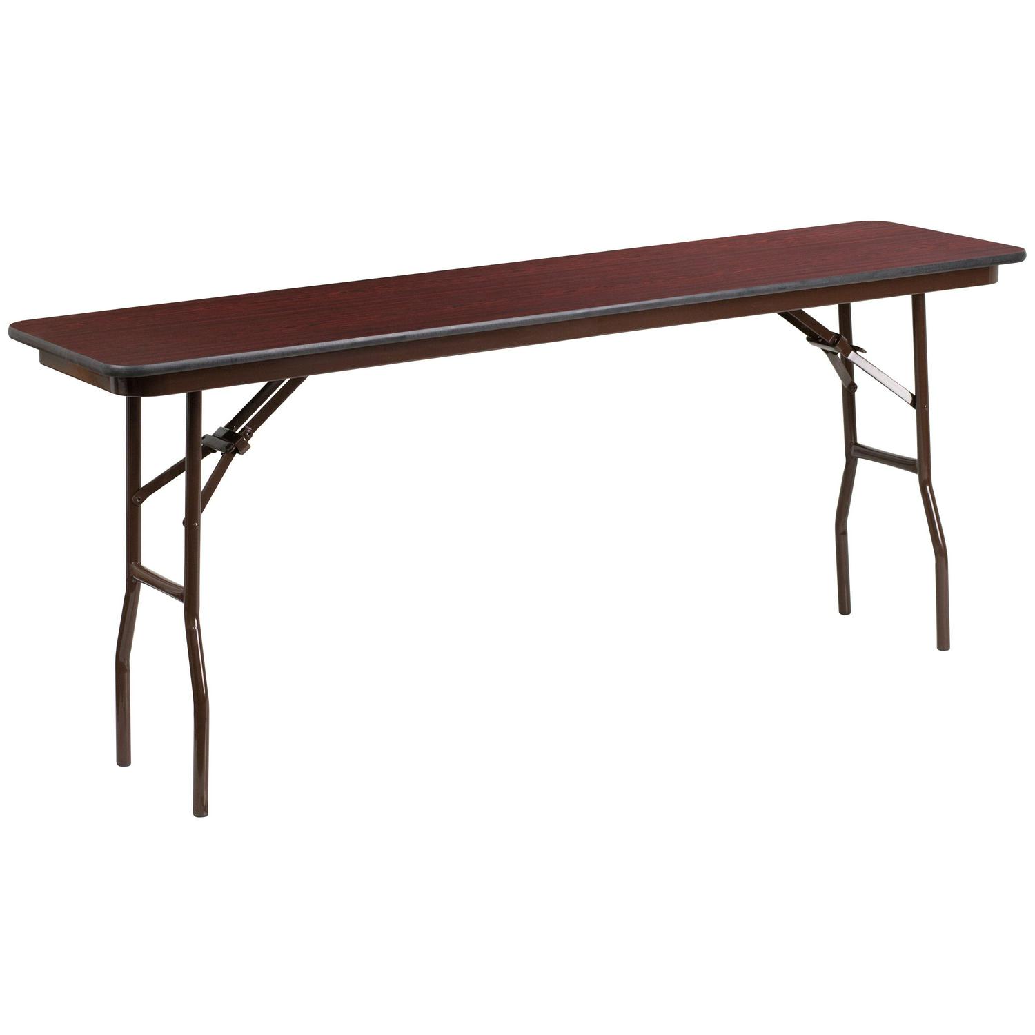 Flash Furniture Frankie 6' Mahogany Melamine Laminate Folding Training and Event Table, Brown - Image 2