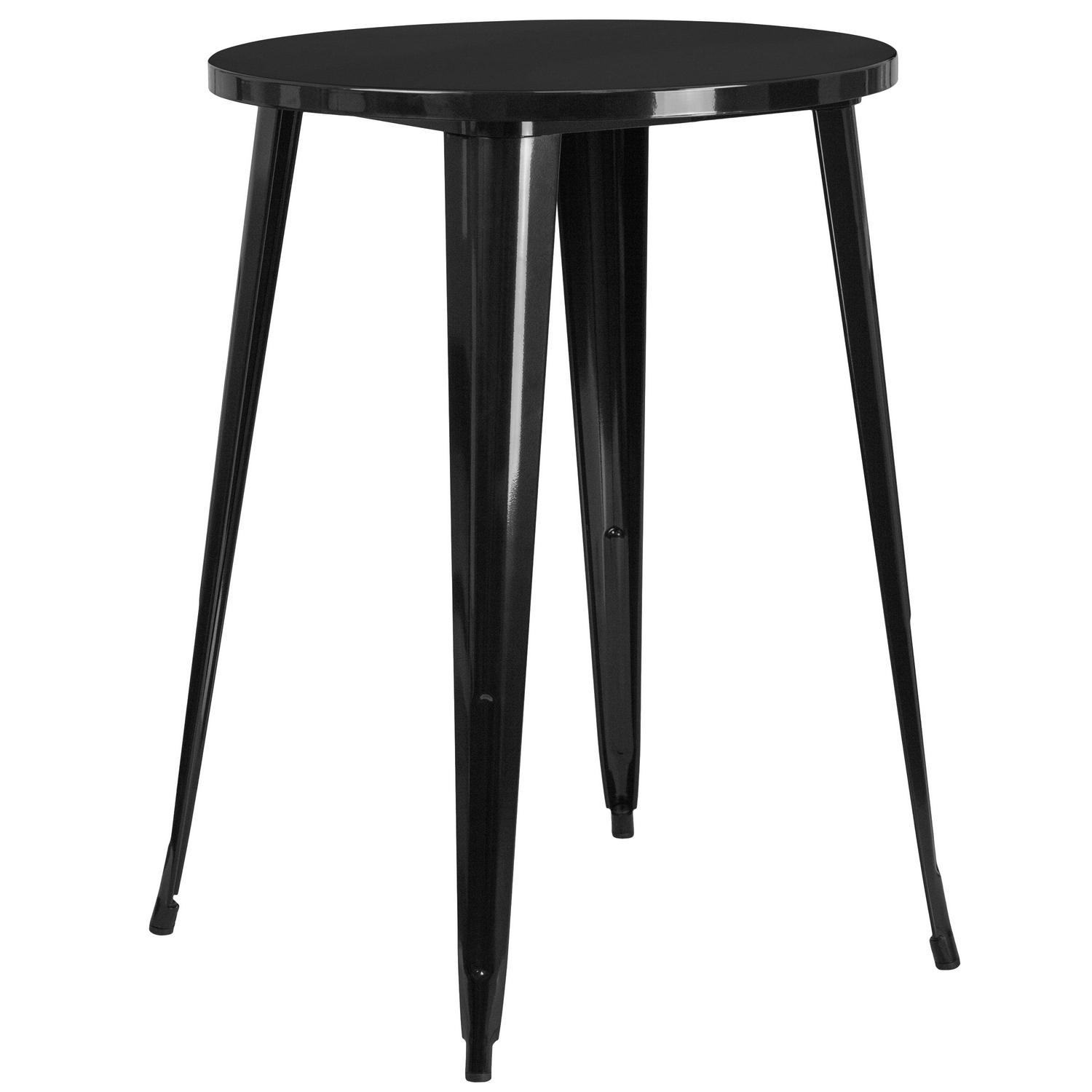 Flash Furniture Commercial Grade 30" Round Black Metal Indoor-Outdoor Bar Table Set with 4 Cafe Stools - Image 4