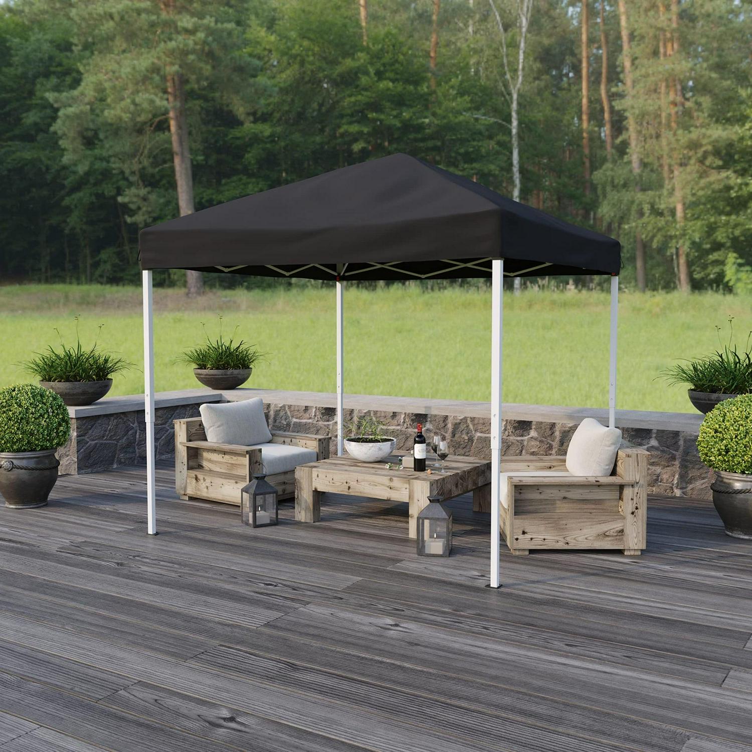 Flash Furniture Harris Collection 8' x8' Black Pop Up Canopy Tent - Image 3