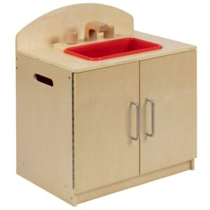 Flash Furniture Hercules Children's Wooden Kitchen Sink for Commercial or Home Use - Safe, Kid Friendly Design