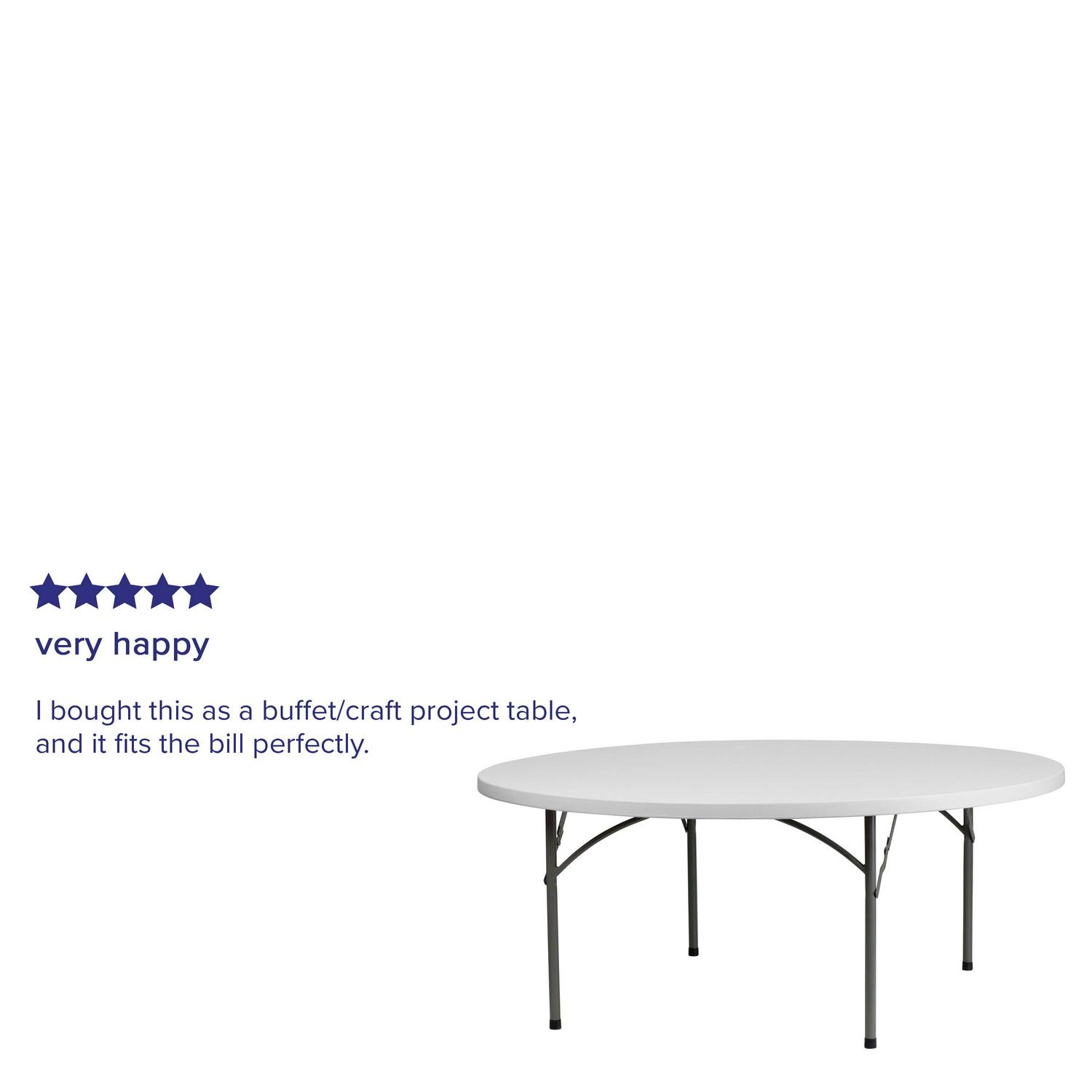 Flash Furniture Kathryn 6' Round All-Occasion Plastic Folding Event Table, White - Image 4