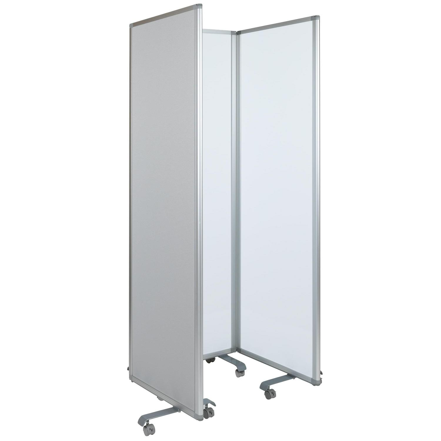 Flash Furniture Raisley Double Sided Mobile Magnetic Whiteboard/Cloth Partition with Lockable Casters, 72"H x 24"W (3 sections included) - Image 7