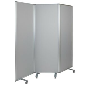 Flash Furniture Raisley Double Sided Mobile Magnetic Whiteboard/Cloth Partition with Lockable Casters, 72"H x 24"W (3 sections included)