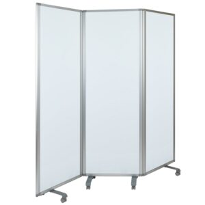 Flash Furniture Raisley Mobile Magnetic Whiteboard Partition with Lockable Casters, 72"H x 24"W (3 sections included)