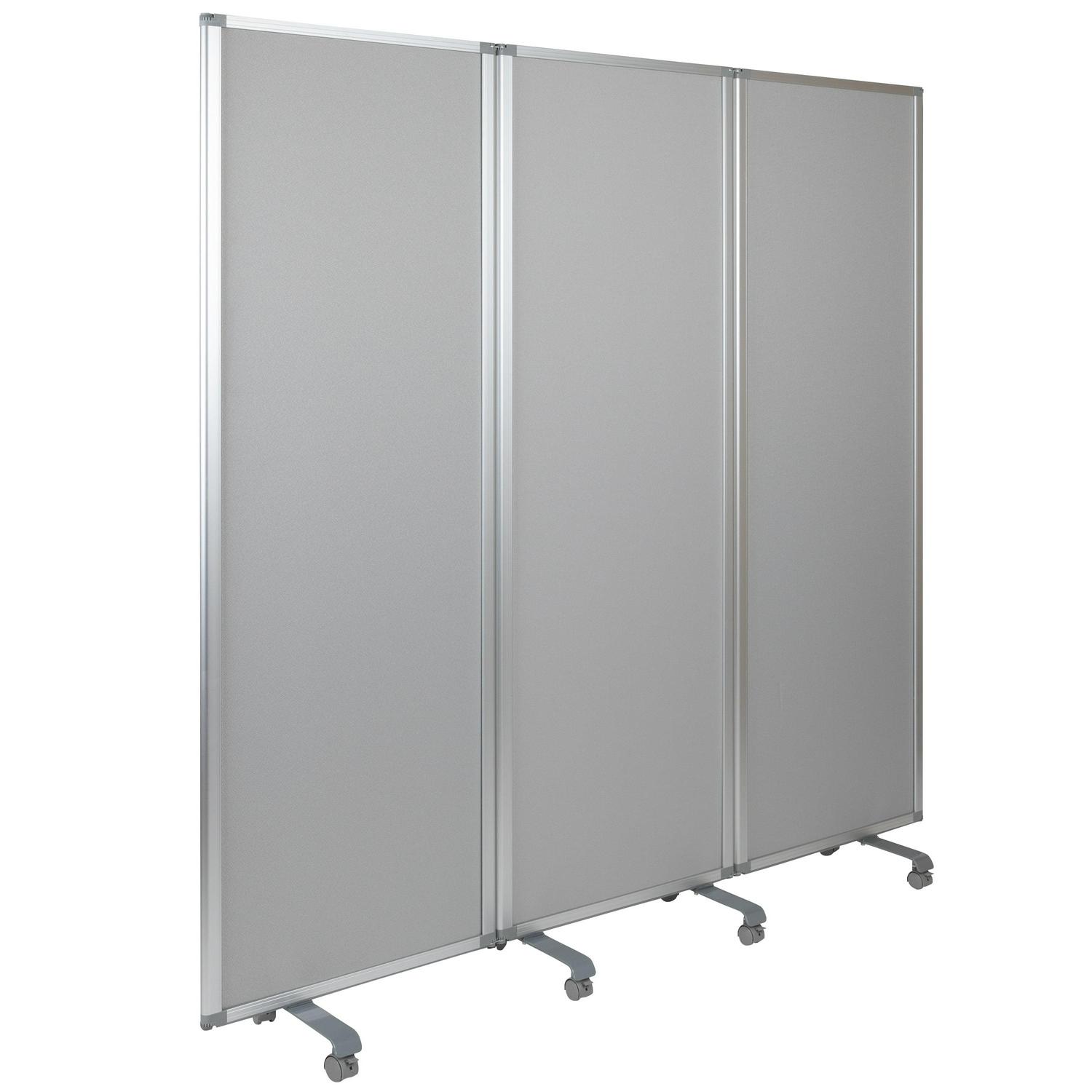 Flash Furniture Raisley Double Sided Mobile Magnetic Whiteboard/Cloth Partition with Lockable Casters, 72"H x 24"W (3 sections included) - Image 6