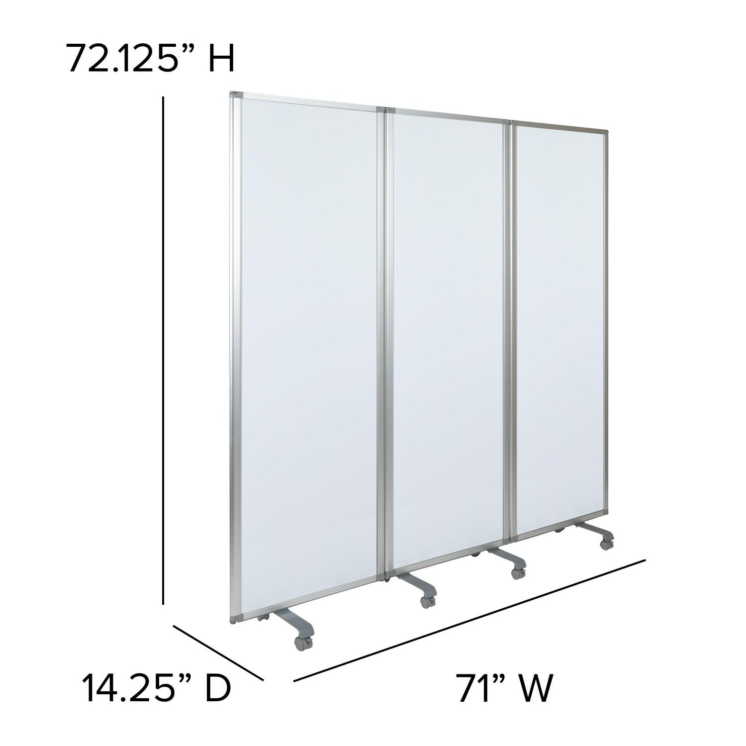 Flash Furniture Raisley Mobile Magnetic Whiteboard Partition with Lockable Casters, 72"H x 24"W (3 sections included) - Image 5