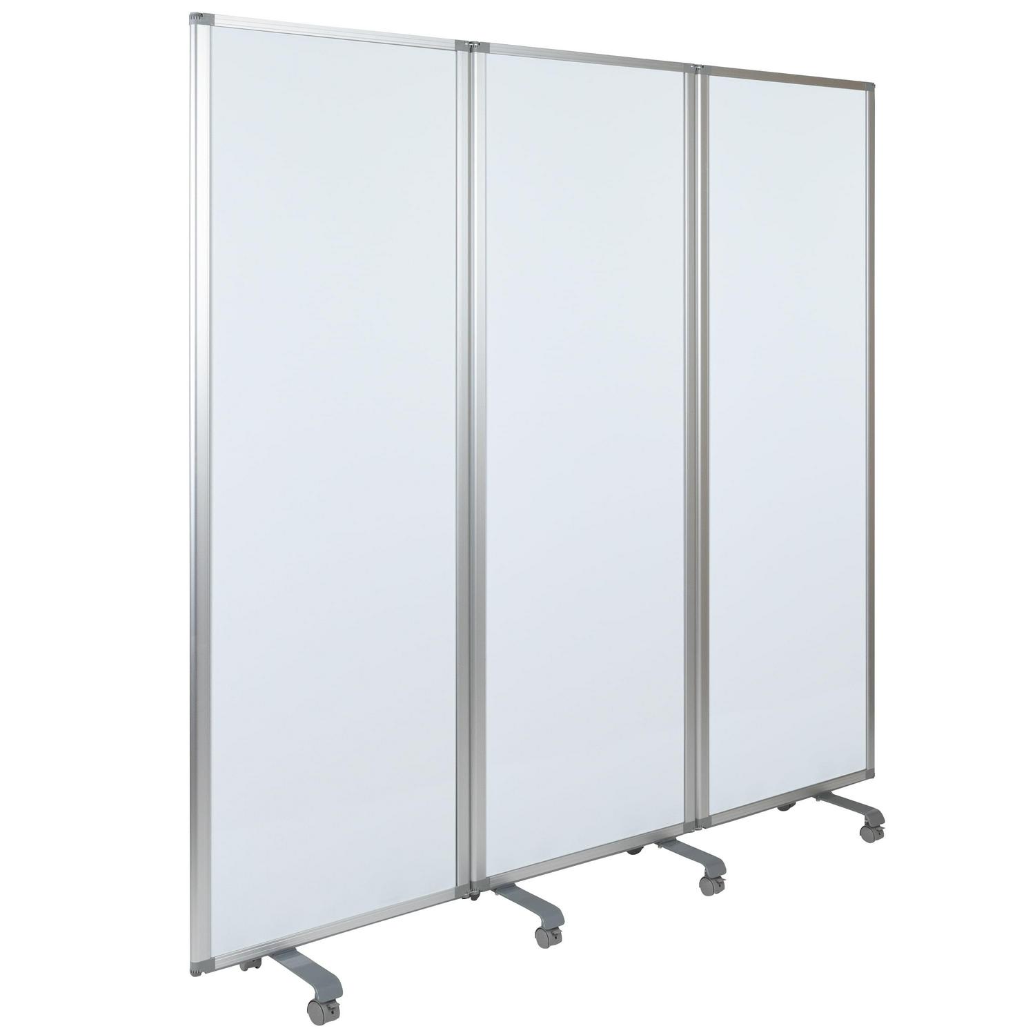 Flash Furniture Raisley Mobile Magnetic Whiteboard Partition with Lockable Casters, 72"H x 24"W (3 sections included) - Image 6