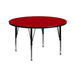 Flash Furniture 42'' Round Red Thermal Laminate Activity Table - Height Adjustable Short Legs
