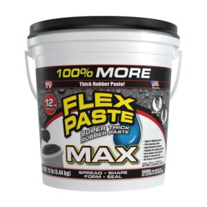 Flex Paste Max Industrial Sealant, Thick Rubber Paste, Black, 12 lbs