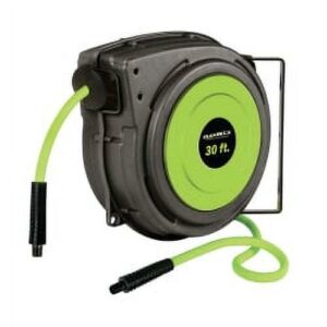 Flexzilla® Enclosed Plastic Retractable Air Hose Reel, 3/8" x 30', Flexible Hybrid Polymer, ZillaGreen™