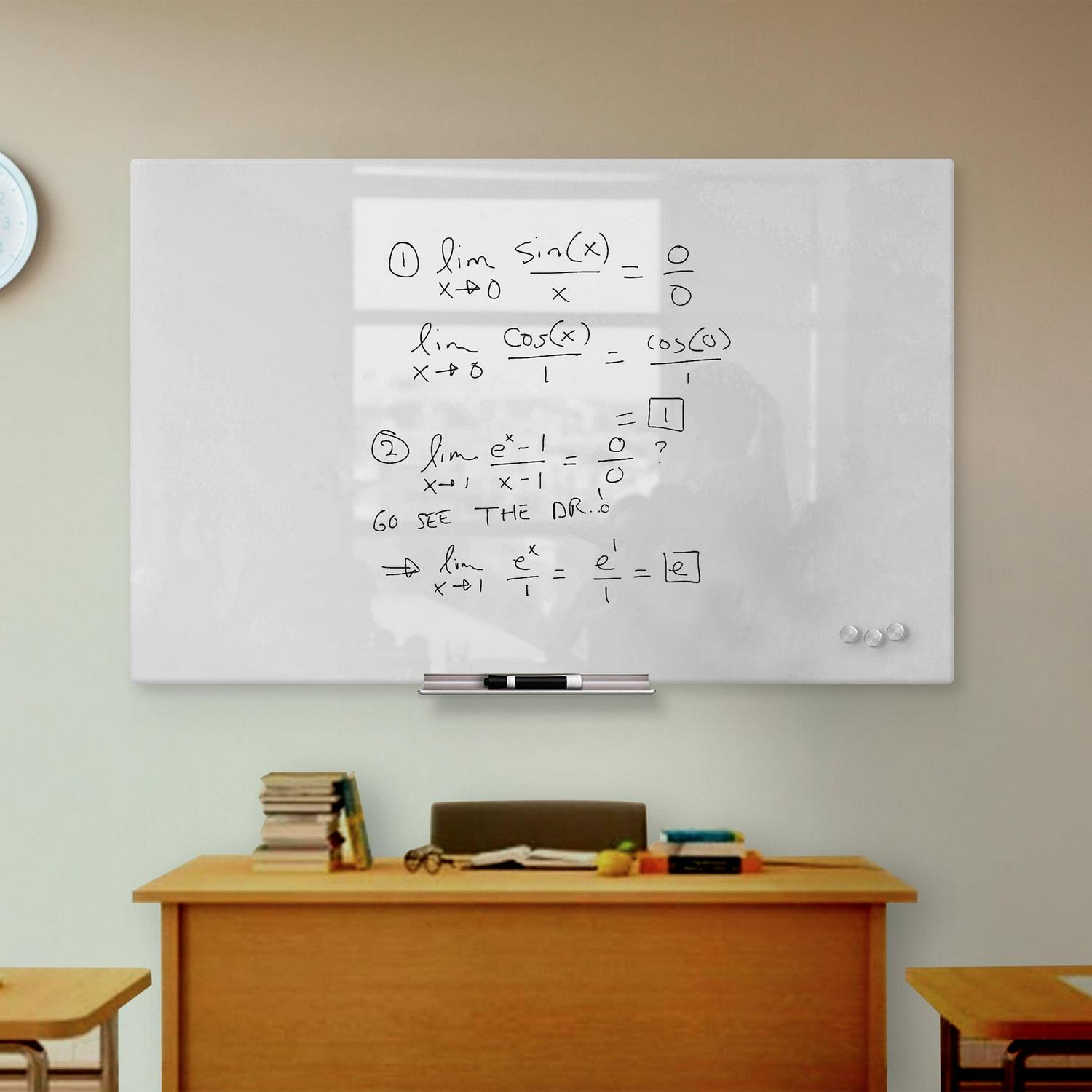 Floating White Magnetic Glass Board 36" X 48" Inches Eased Corners With Low Iron Glass - Image 3
