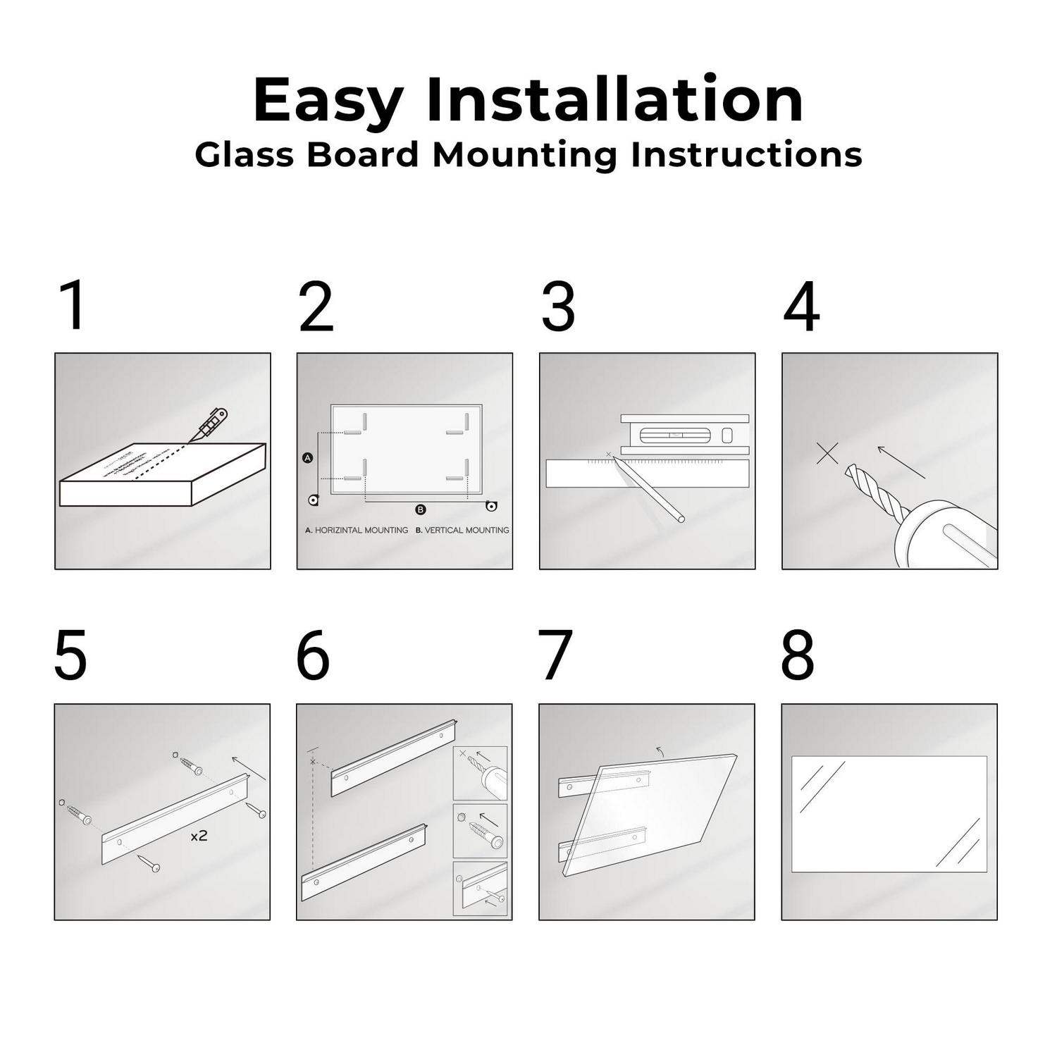 Floating White Magnetic Glass Board 36" X 48" Inches Eased Corners With Low Iron Glass - Image 2