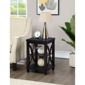 Convenience Concepts Florence 24" x 16" End Table with Shelves, Black