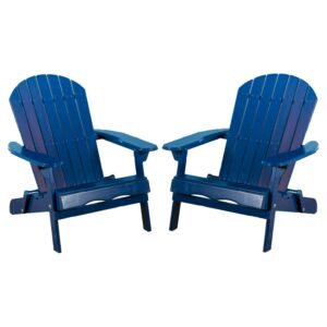 Christopher Knight Home Hanlee Outdoor Rustic Acacia Wood Folding Adirondack Chair (Set of 2) by  Navy Blue Wood,Acacia 1