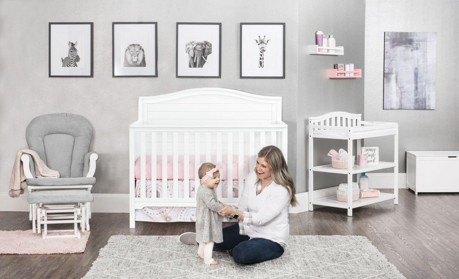 Child Craft Arch Top Changing Table with Pad & Safety Strap, 2 Storage Shelves, Anti-Tip Kit, Matte White - Image 7