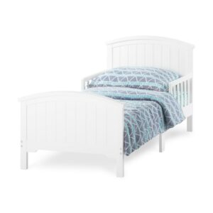 Child Craft Hampton Toddler Bed with Guard Rails, Arch Top, Low to Ground, Pine Wood, Matte White